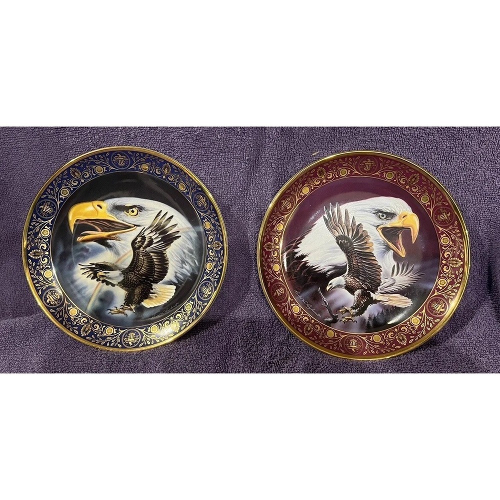 Royal Doulton "Freedoms Glory" & "Profile Of Freedom" Collectors Plate 8" Eagles